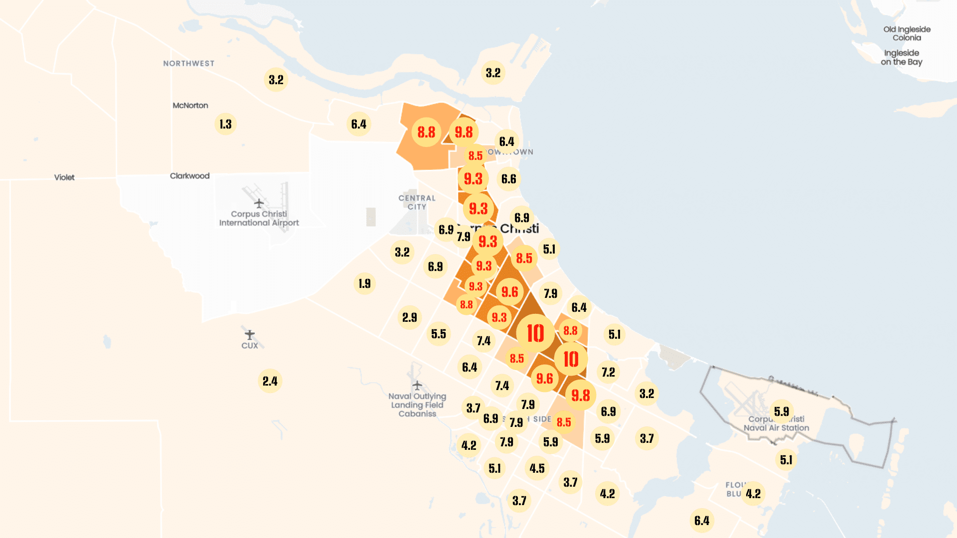 corpus christi heat island map