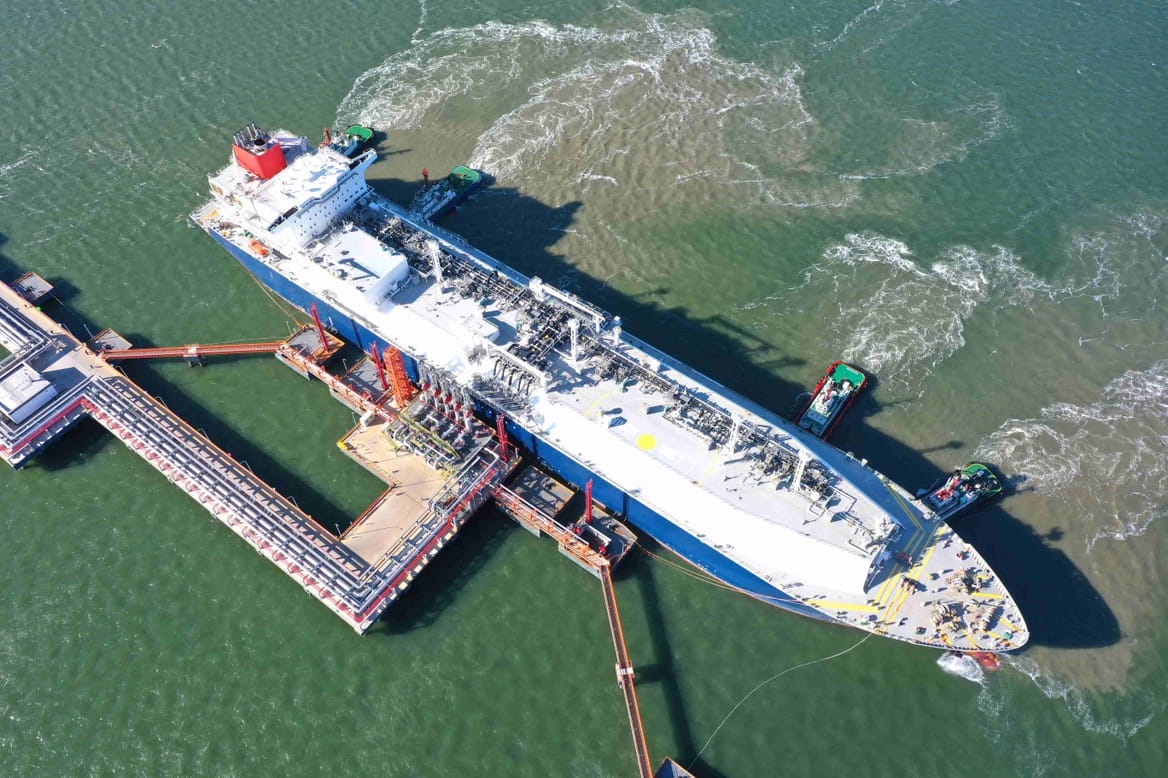 A ship carrying LNG docked in China
