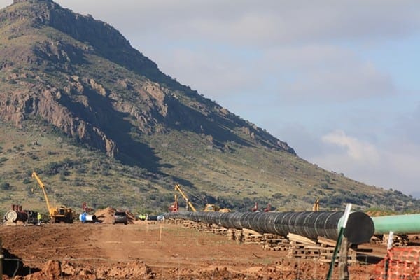 The Trans-Pecos Pipeline in October before being sunk into the ground on the edge of Alpine, Texas.