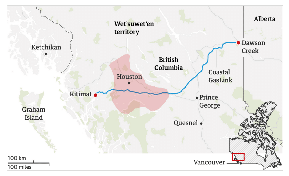 Map of Wet’suwet’en territory
