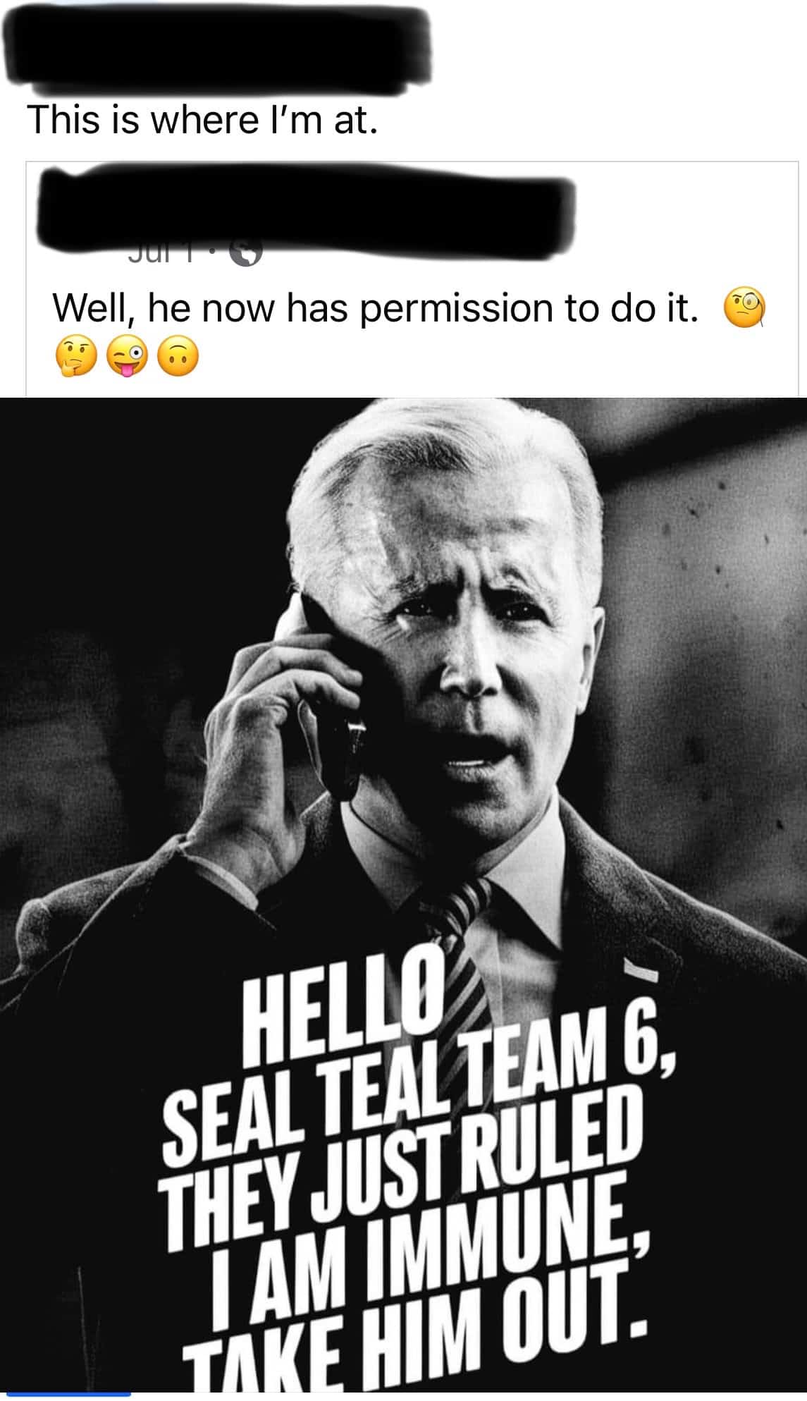 meme suggesting political violence w/ president biden