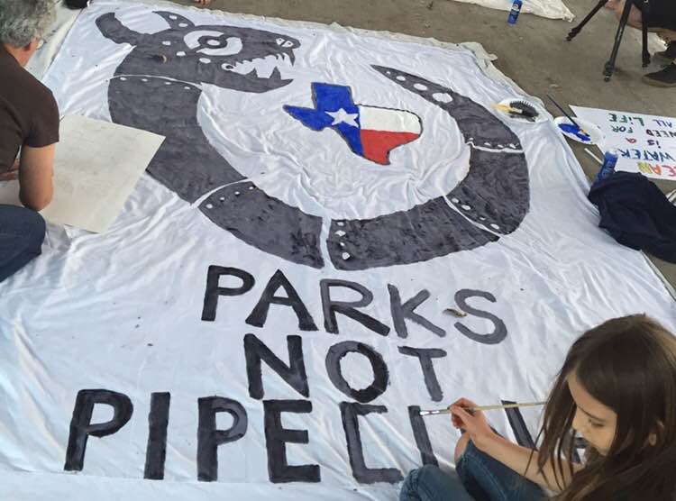 Preparing for Thursday protest at Texas Parks & Wildlife Commission meeting.