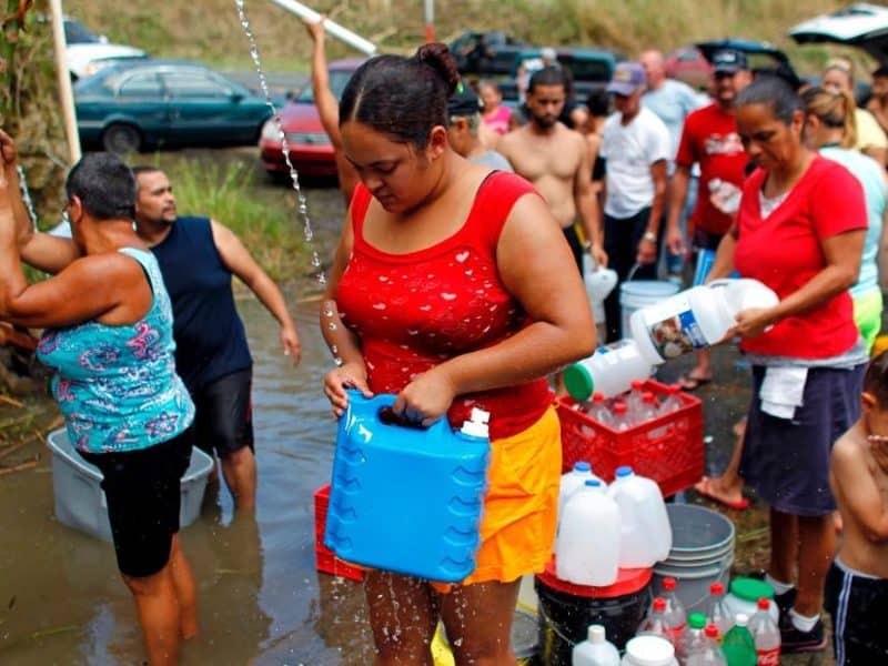 Collecting water near landslide