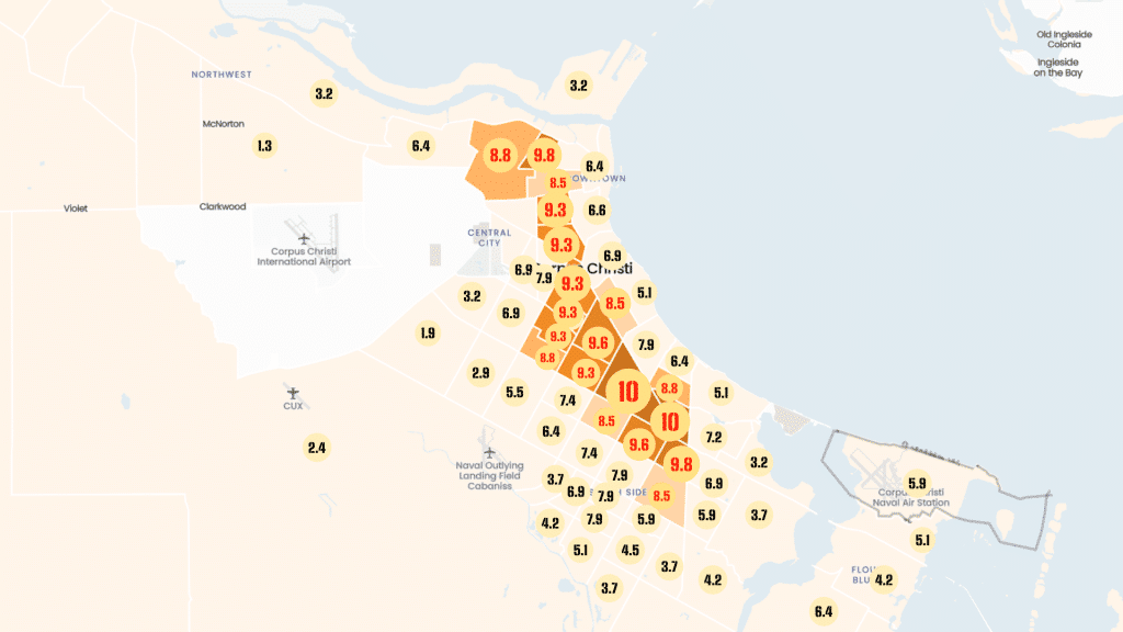corpus christi heat island map